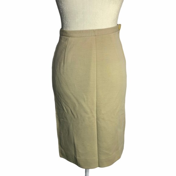 Vintage 50s Beige Knit Wool Skirt & Top Set 36PE - Picture 10 of 11